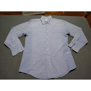 Brooks Brothers Dress Shirt Men 16-34 Blue Check City Classic Work Long Sleeve